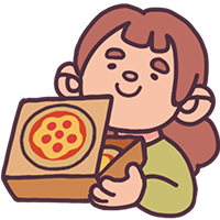 Woman with a pizza icon